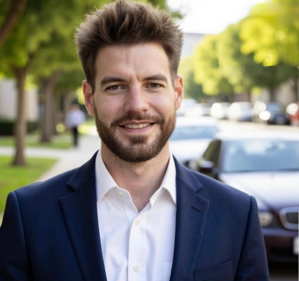 Spencer Gharrity, Professional Outreach and Development at New York Intervention, smiling outdoor headshot